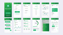 Set of UI, UX, GUI screens Banking app flat design template for mobile apps, responsive website wireframes. Web design UI kit. Banking Dashboard.	