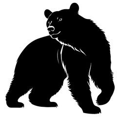 Wall Mural - Bear wild animal silhouettes on the white background. Grizzly bear,  polar bear, California bear
 silhouette, flat vector icon for animal wildlife apps and websites