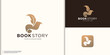 inspiration book story feather logo design golden color branding vector illustration.