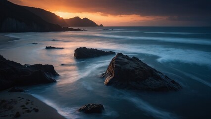 Wall Mural - Island and sea at sunset