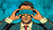 Pop art style illustration of a businessman with hands covering his eyes, symbolizing denial or ignorance