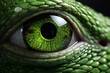 Close-up of a vibrant green snake. captivating intricate details and mesmerizing gaze