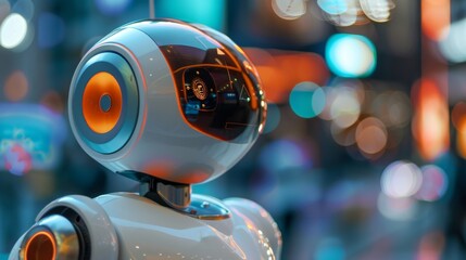 Leinwandbilder - Close-Up of Robot Against Blurry Background