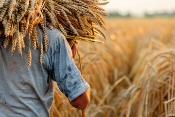 Wall Mural - Farmer Carrying Wheat Sheaf