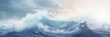 Fototapeta  - Panoramic banner with a spectacular raging ocean on a sunny day. Copy space