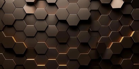 Wall Mural - Abstract 3d rendering of hexagons brown background. Honeycomb pattern.