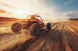 High-Speed Dune Buggy Racing Across a Desert Landscape Adventure Banner