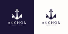 Marine Retro Emblems Logo With Anchor And Rope, Anchor Logo Inspiration.