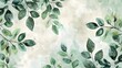 watercolor green leaves background design. Generative Ai