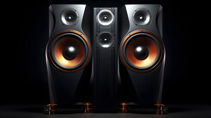 modern stereo audio speakers for listening to music. wideband sound system. professional audio frequency sound