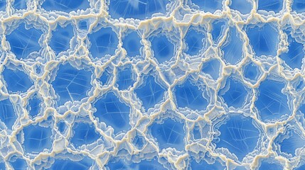 Sticker -  a close up of a blue and white surface with a pattern of ice crystals on the surface of the surface.