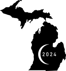 Wall Mural - Solar Eclipse Michigan 2024 Graphic Design with Transparent Background