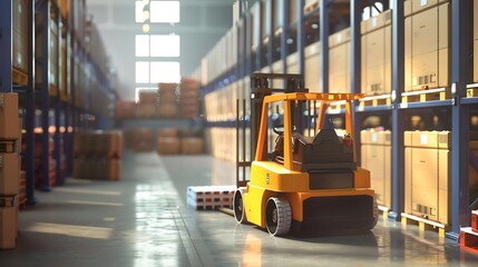 Aufkleber - Generative AI : Forklift Truck AGV robots efficiently sorting hundreds of parcels per hour(Automated guided vehicle) AGV.3d rendering