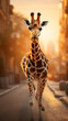 Running Giraffe with motion blurred backgorund, running giraffe