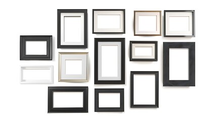 Poster - Generative AI : Realistic picture frame collage isolated on white background. 
