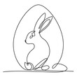 Zajączek wielkanocny rysowany jedną ciągłą linią. Sylwetka królika w prostym minimalistycznym stylu. Ilustracja wektorowa.