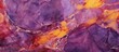 A detailed closeup of a purple and yellow marble texture resembling a vibrant landscape painting with shades of magenta, violet, and electric blue