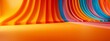 Podium 3D background product platform display stage abstract stand studio. Circle 3D podium background minimal scene yellow geometric shape pedestal light room floor render wall empty template rainbow
