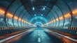 © Jennifer - Rendering of 3D architectural tunnel on highway with empty asphalt road