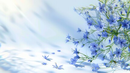 Wall Mural - Spring bouquet minimalist wallpaper on softly blurred white background with space for text