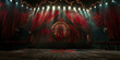 Theater stage with red curtains and spotlights, Elegant classic theater ready to start the show.