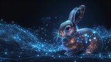 Fototapeta Tulipany - Contemporary digital Easter card with polygonal rabbit illustration. Cute cyber Easter bunny