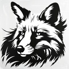 Poster - A black and white drawing of a fox