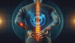 © Henry - person's back with a visual representation of the spine glowing in orange to indicate pain or discomfort