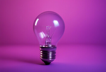 Wall Mural - Purple Lightbulb on Purple background Colorful Bulb on studio background wallpaper modern Smart creativity and innovation concept