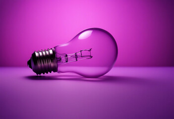 Wall Mural - Purple Lightbulb on Purple background Colorful Bulb on studio background wallpaper modern smart