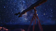 Close-up of a Telescope Pointing at the Night Sky