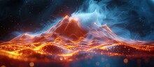 Abstract Digital Volcano With Smoke And Lava