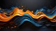 Banner poster header design with abstract grainy background, glowing color flow wave, orange, blue, yellow, black, dark backdrop, and noise texture.