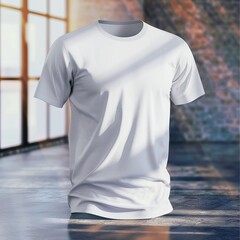 Wall Mural - An angled view of the white T-shirt template from the side, emphasizing its versatility for various design applications and print mockups. Generative AI