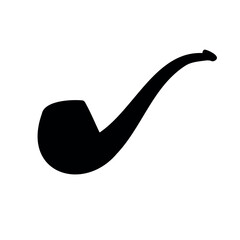 Wall Mural - Vector hand drawn smoking pipe silhouette isolated on white background