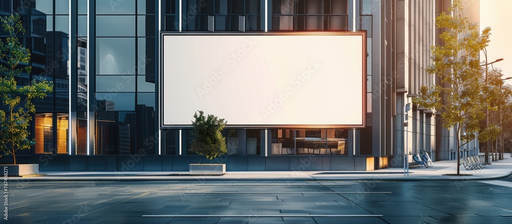 Mockup of an outdoor billboard with empty white space for inserting ...