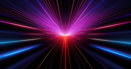 Black background with beautifull neon rays. Vector illustration for graphic design or video cards, in the style