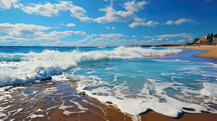 Wall Mural - The fluffed clouds, like soft waves, rolling to the shore of the Heavenl
