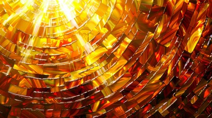 Canvas Print -  a close up of a yellow and red background with a light shining in the middle of the image and the sun shining in the middle of the background.