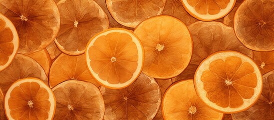 Sticker - A stack of sliced oranges, a type of citrus fruit from the Rangpur region, are neatly arranged on a table. This natural ingredient is commonly used in cuisine for its tangy flavor