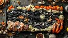 A Seafood Platter Arranged To Depict A Sea Battle With Squid Ink Pasta Seas And Shellfish Ships