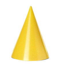 Wall Mural - One yellow party hat isolated on white