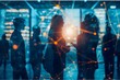 © pisan - Corporate Professionals Networking at Modern Tech Event with Digital Interface Interaction