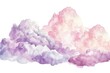 Pink and purple watercolor cloud patterns - Dreamy pink and purple watercolor clouds creating a whimsical pattern on a white background