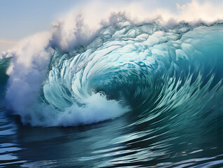 Wall Mural - beautiful ocean shore wave closeup. surfing on a sea mirror wave