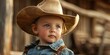 Baby cowboy wearing cowboy hat in the wild west