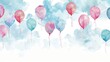 Dreamy balloon stickers in watercolor tranquil skies