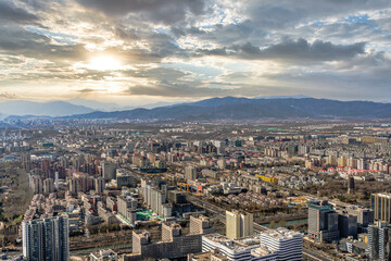 Wall Mural - Beijing city scenery buildings at sunset