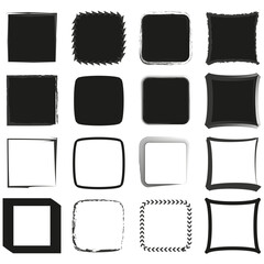 Wall Mural - Set of square frames collection. Various border styles. Black and white decorative edges. Vector illustration. EPS 10.