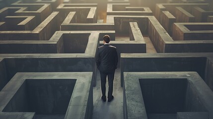 Businessman Challenge. Concept for path to success.